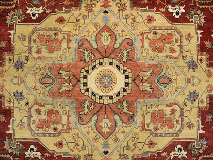 Heriz Heriz hand-knotted wool rug in Red & Cream, 10' x 10' — SKU O064974 (view 9)