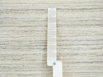 Ivory 12'1" x 12'0" Modern and Contemporary Handloom Wool Rug - Sku: O064994