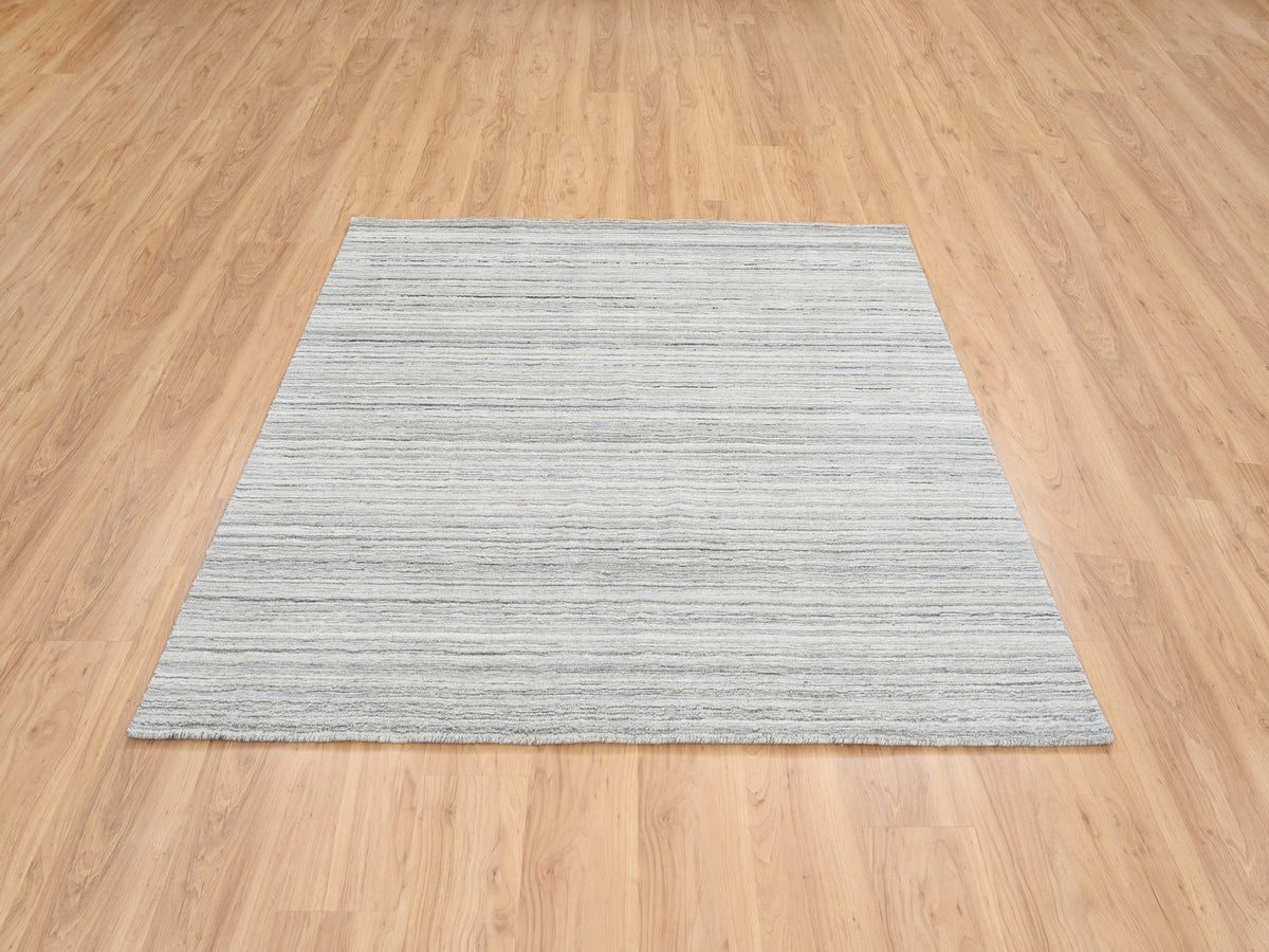 Modern / Contemporary hand-knotted wool rug in Gray, 6'1" x 6'1" — SKU O065012 (view 2)