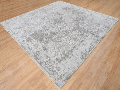Transitional hand-knotted wool/silk rug in Gray, 10' x 10' — SKU O065016 (view 3)