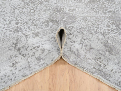 Transitional hand-knotted wool/silk rug in Gray, 10' x 10' — SKU O065016 (view 5)