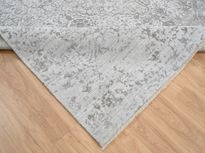 Transitional hand-knotted wool/silk rug in Gray, 10' x 10' — SKU O065016 (view 6)