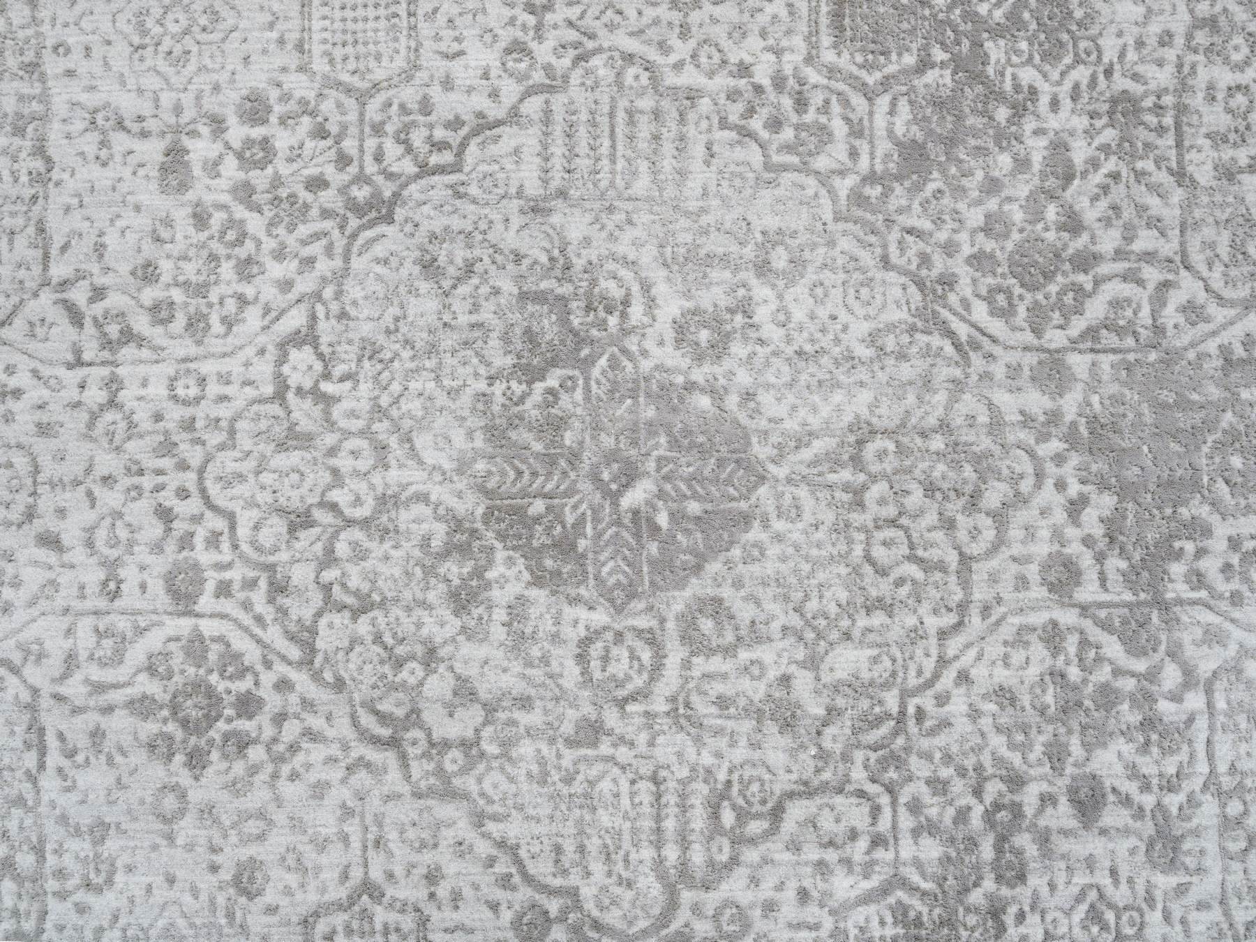 Transitional hand-knotted wool/silk rug in Gray, 10' x 10' — SKU O065016 (view 8)