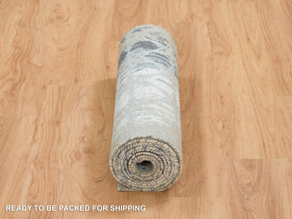 Modern / Contemporary hand-knotted wool/silk runner in Gray, 2'6" x 10'1" — SKU O065018 (view 6)