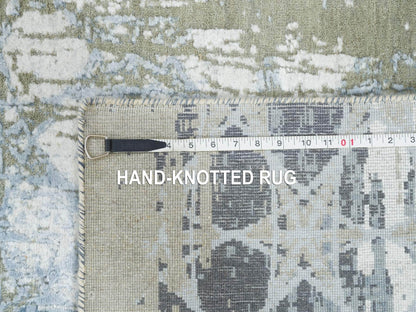 Modern / Contemporary hand-knotted wool/silk runner in Gray, 2'6" x 10'1" — SKU O065018 (view 8)