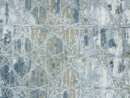Modern / Contemporary hand-knotted wool/silk runner in Gray, 2'6" x 10' — SKU O065019 (view 5)