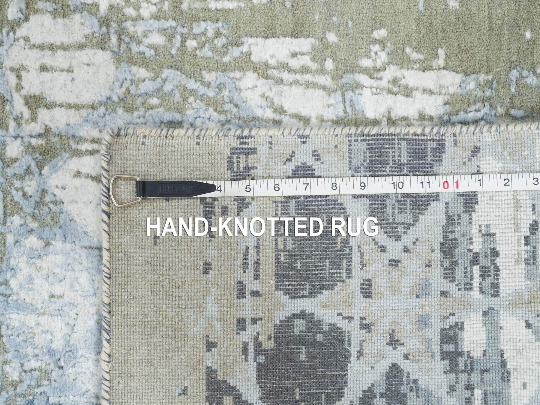 Modern / Contemporary hand-knotted wool/silk runner in Gray, 2'6" x 10' — SKU O065019 (view 8)