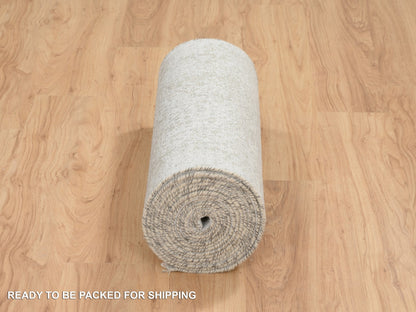 Transitional hand-knotted wool/silk runner in Gray, 2'7" x 20' — SKU O065021 (view 6)