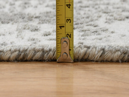 Transitional hand-knotted wool/silk runner in Gray, 2'7" x 20' — SKU O065021 (view 7)