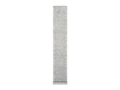 Transitional hand-knotted wool/silk runner in Gray, 2'7" x 17'7" — SKU O065022