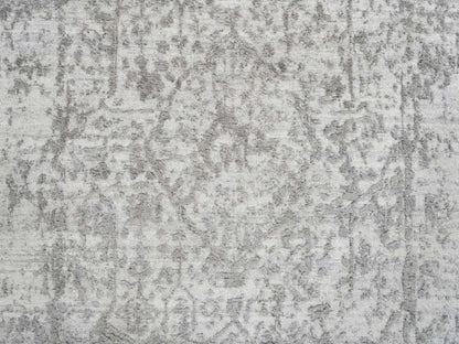 Transitional hand-knotted wool/silk runner in Gray, 2'7" x 17'7" — SKU O065022 (view 5)