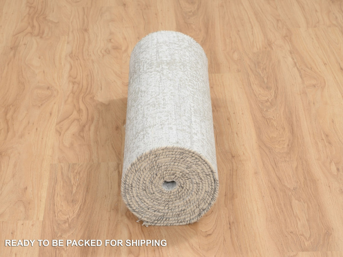 Transitional hand-knotted wool/silk runner in Gray, 2'7" x 17'7" — SKU O065022 (view 6)