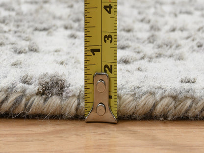 Transitional hand-knotted wool/silk runner in Gray, 2'7" x 17'7" — SKU O065022 (view 7)