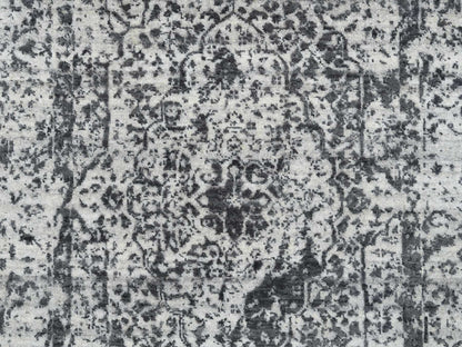 Transitional hand-knotted wool/silk runner in Gray, 2'7" x 23'9" — SKU O065023 (view 5)