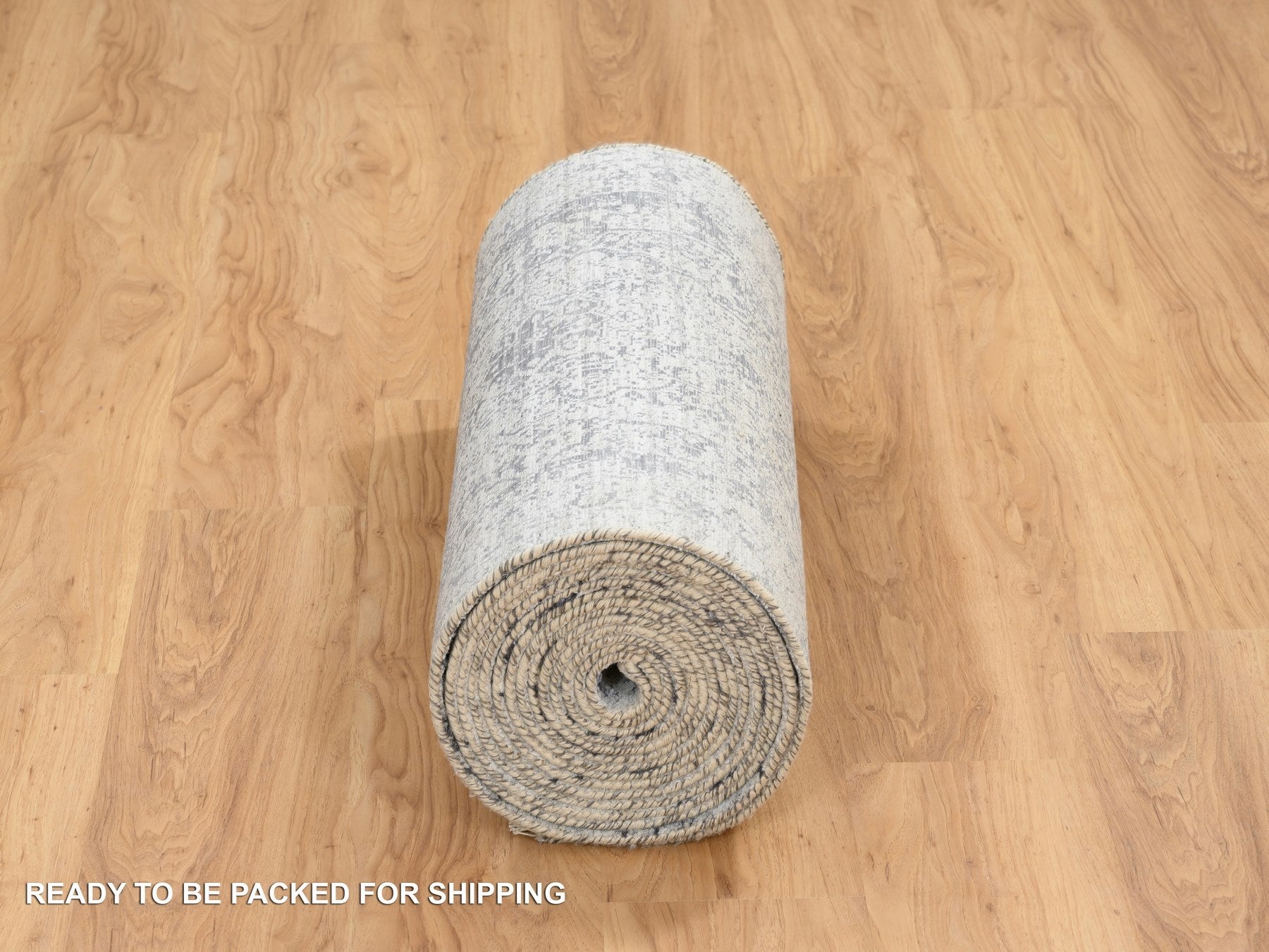 Transitional hand-knotted wool/silk runner in Gray, 2'7" x 23'9" — SKU O065023 (view 6)