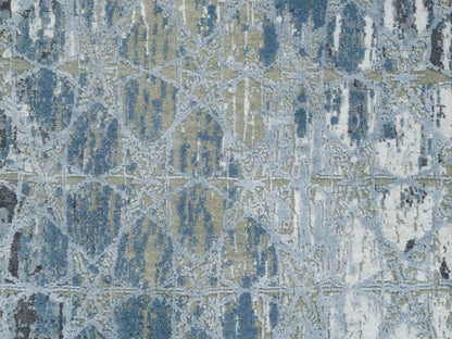 Modern / Contemporary hand-knotted wool/silk runner in Gray, 2'6" x 8'3" — SKU O065027 (view 5)
