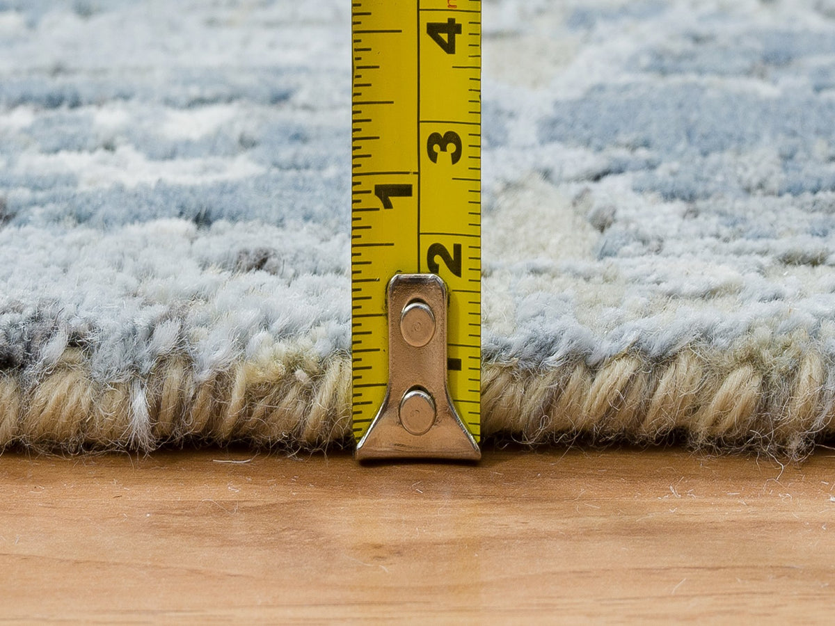 Modern / Contemporary hand-knotted wool/silk runner in Gray, 2'6" x 8'3" — SKU O065027 (view 7)