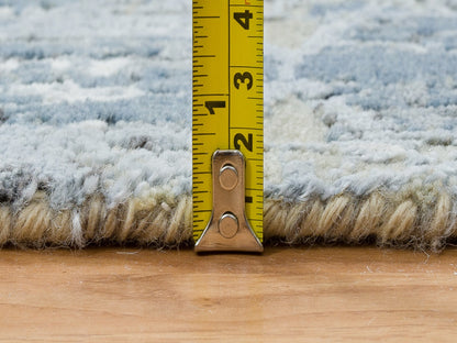 Modern / Contemporary hand-knotted wool/silk runner in Gray, 2'6" x 8'3" — SKU O065027 (view 7)