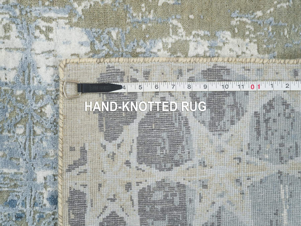 Modern / Contemporary hand-knotted wool/silk runner in Gray, 2'6" x 8'3" — SKU O065027 (view 8)
