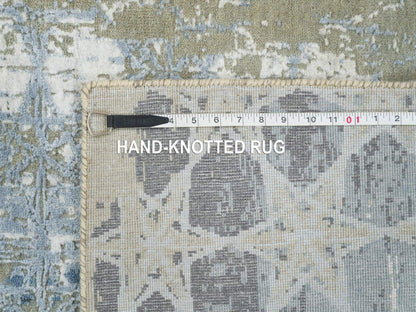 Modern / Contemporary hand-knotted wool/silk runner in Gray, 2'6" x 8'3" — SKU O065027 (view 8)