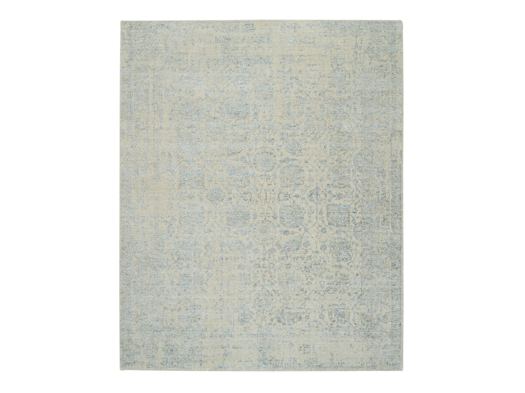 Tabriz Transitional hand-knotted wool/silk rug in Gray, 8'1" x 10' — SKU O065034