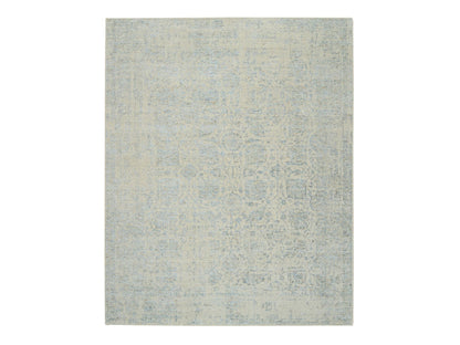 Tabriz Transitional hand-knotted wool/silk rug in Gray, 8'1" x 10' — SKU O065034