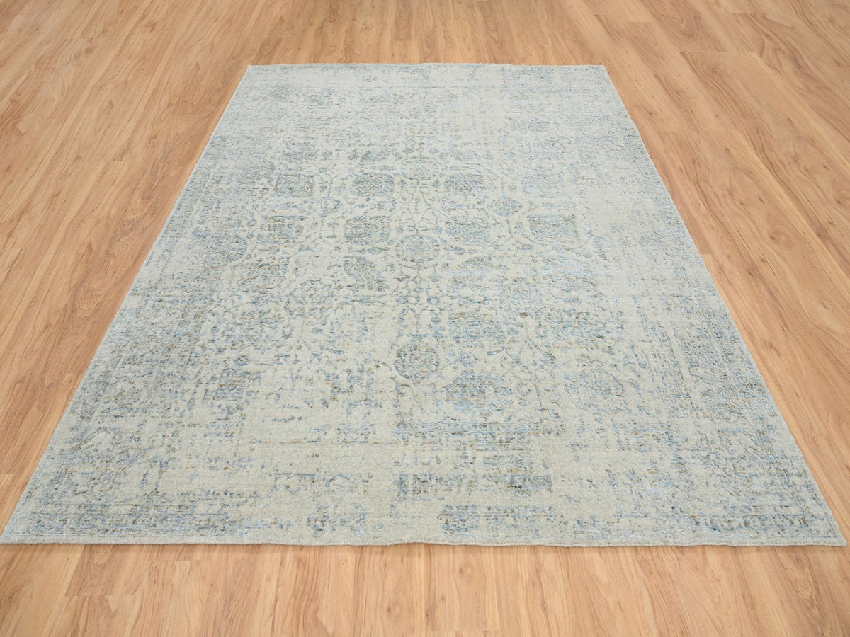 Tabriz Transitional hand-knotted wool/silk rug in Gray, 8'1" x 10' — SKU O065034 (view 2)