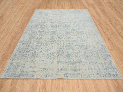 Tabriz Transitional hand-knotted wool/silk rug in Gray, 8'1" x 10' — SKU O065034 (view 2)