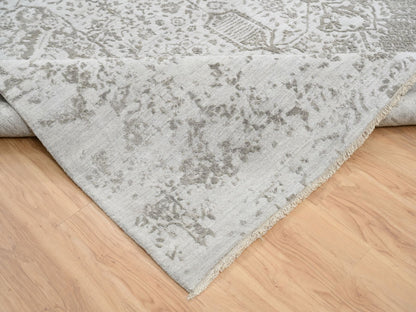 Transitional hand-knotted wool/silk rug in Gray, 11'9" x 15' — SKU O065039 (view 6)