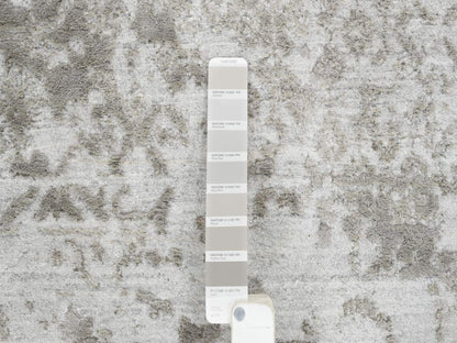 Transitional hand-knotted wool/silk rug in Gray, 11'9" x 15' — SKU O065039 (view 7)