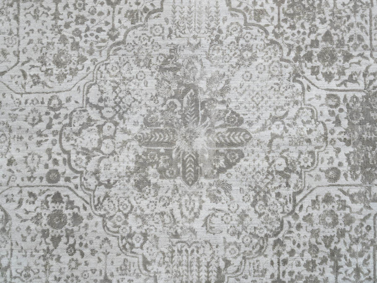 Transitional hand-knotted wool/silk rug in Gray, 11'9" x 15' — SKU O065039 (view 8)