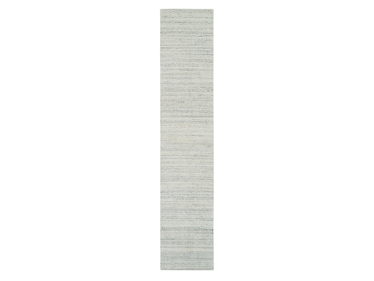 Modern / Contemporary hand-knotted wool runner in Beige, 2'5" x 12' — SKU O065041