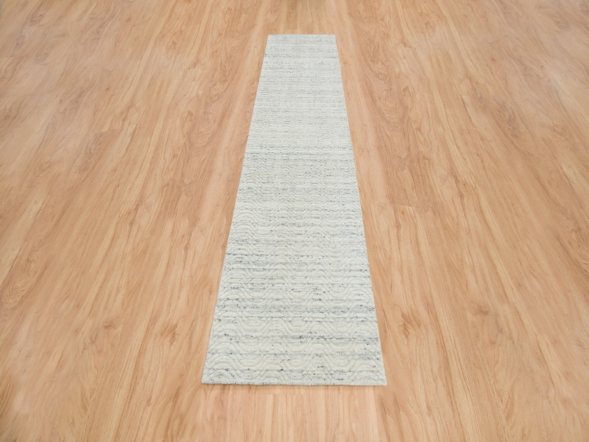 Modern / Contemporary hand-knotted wool runner in Beige, 2'5" x 12' — SKU O065041 (view 2)