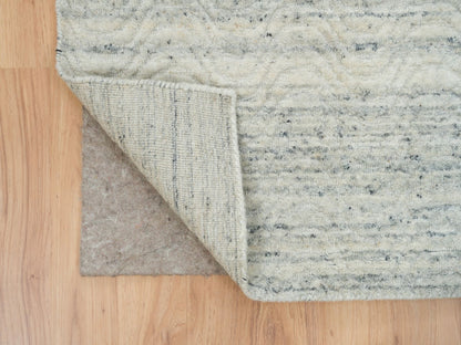 Beige 2'5" x 12'0" Modern and Contemporary Handloom Wool Rug - Sku: O065041