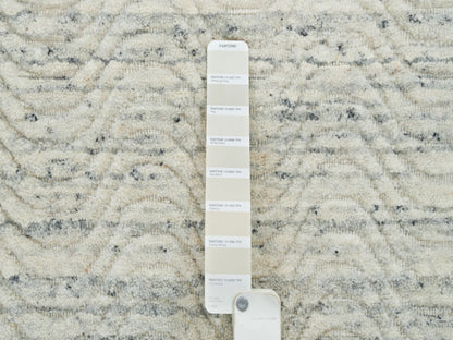 Beige 2'5" x 12'0" Modern and Contemporary Handloom Wool Rug - Sku: O065041
