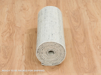 Beige 2'5" x 12'0" Modern and Contemporary Handloom Wool Rug - Sku: O065041