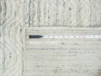 Beige 2'5" x 12'0" Modern and Contemporary Handloom Wool Rug - Sku: O065041