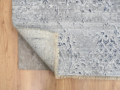 Transitional hand-knotted wool/silk rug in Gray, 11'9" x 15' — SKU O065042 (view 4)