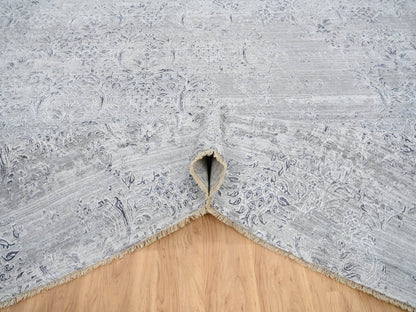 Grey 11'9" x 15'0" Transitional Hand knotted Wool/Silk Rug - Sku: O065042