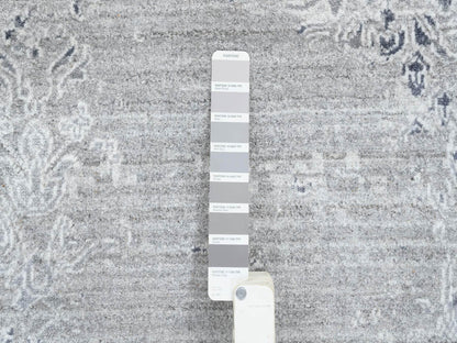 Transitional hand-knotted wool/silk rug in Gray, 11'9" x 15' — SKU O065042 (view 7)
