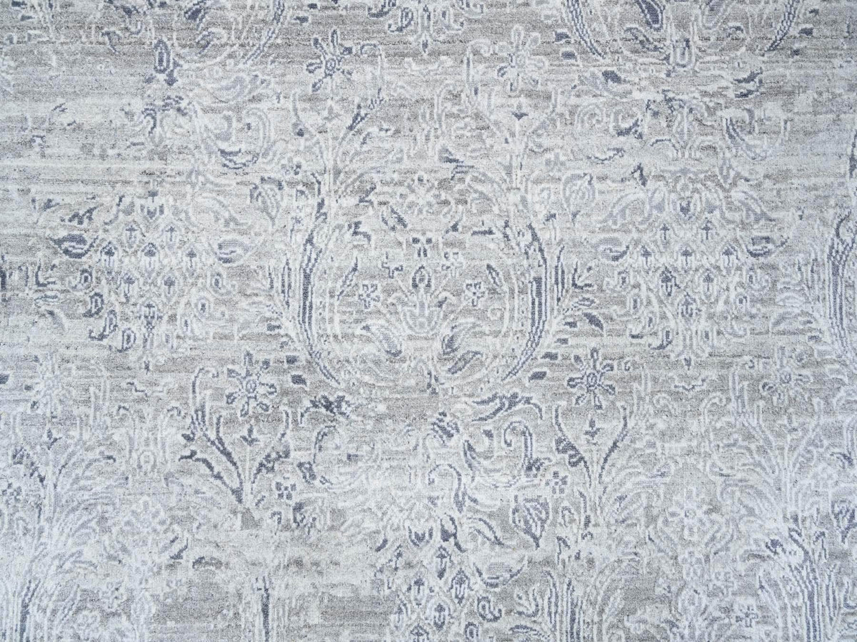 Transitional hand-knotted wool/silk rug in Gray, 11'9" x 15' — SKU O065042 (view 8)