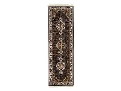 Black 2'0" x 8'1" Fine Oriental Hand knotted Wool Rug - Sku: O065065