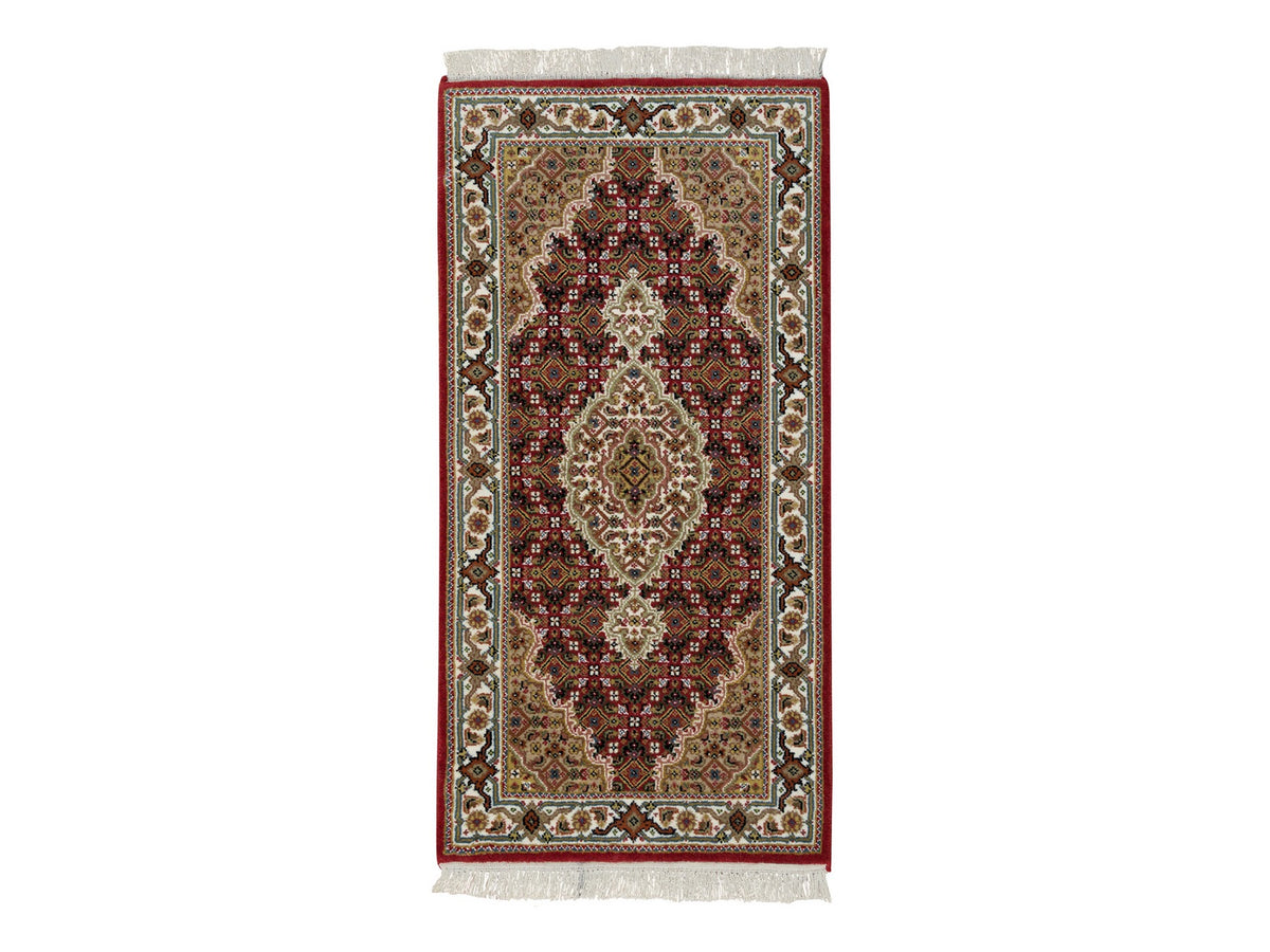 Tabriz Fine Oriental hand-knotted wool rug in Red & Ivory, 2' x 4'2" — SKU O065083