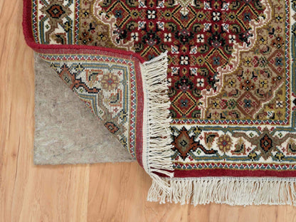 Red 2'0" x 4'2" Traditional Hand knotted Wool Rug - Sku: O065083