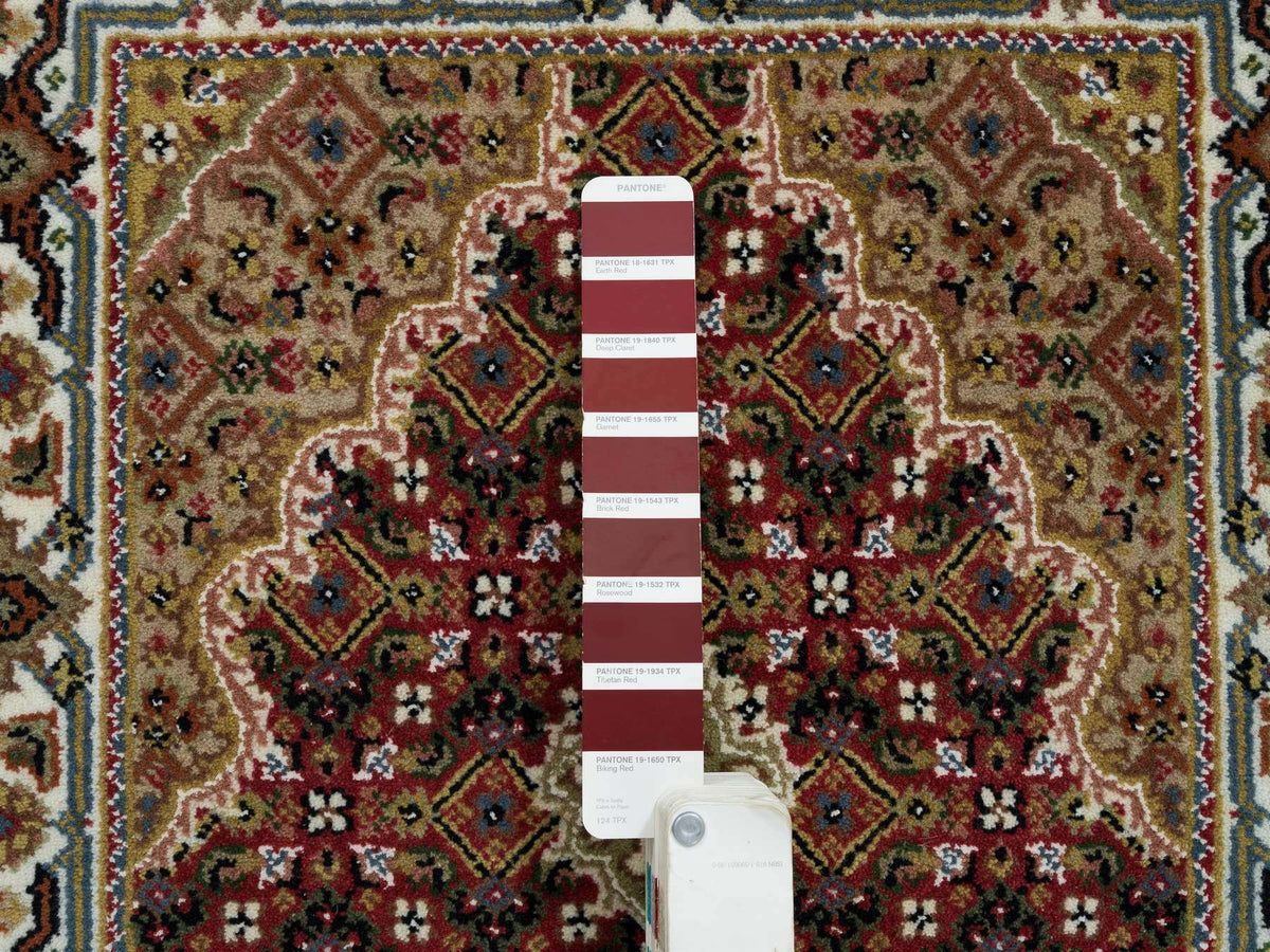 Tabriz Fine Oriental hand-knotted wool rug in Red & Ivory, 2' x 4'2" — SKU O065083 (view 4)