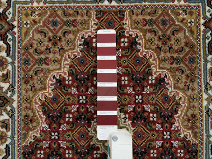 Tabriz Fine Oriental hand-knotted wool rug in Red & Ivory, 2' x 4'2" — SKU O065083 (view 4)