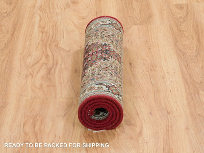 Tabriz Fine Oriental hand-knotted wool rug in Red & Ivory, 2' x 4'2" — SKU O065083 (view 6)