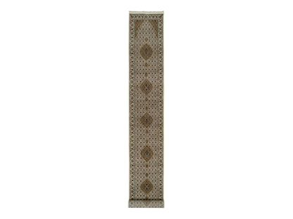 Tabriz Fine Oriental hand-knotted wool runner in Ivory, 2'6" x 18' — SKU O065085