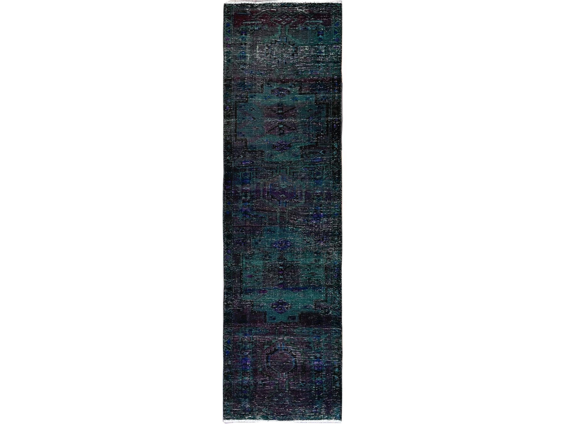 Overdyed 2'8" x 9'6" Vintage Hand knotted Wool Rug - Sku: O0650