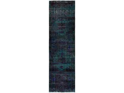 Overdyed 2'8" x 9'6" Vintage Hand knotted Wool Rug - Sku: O0650